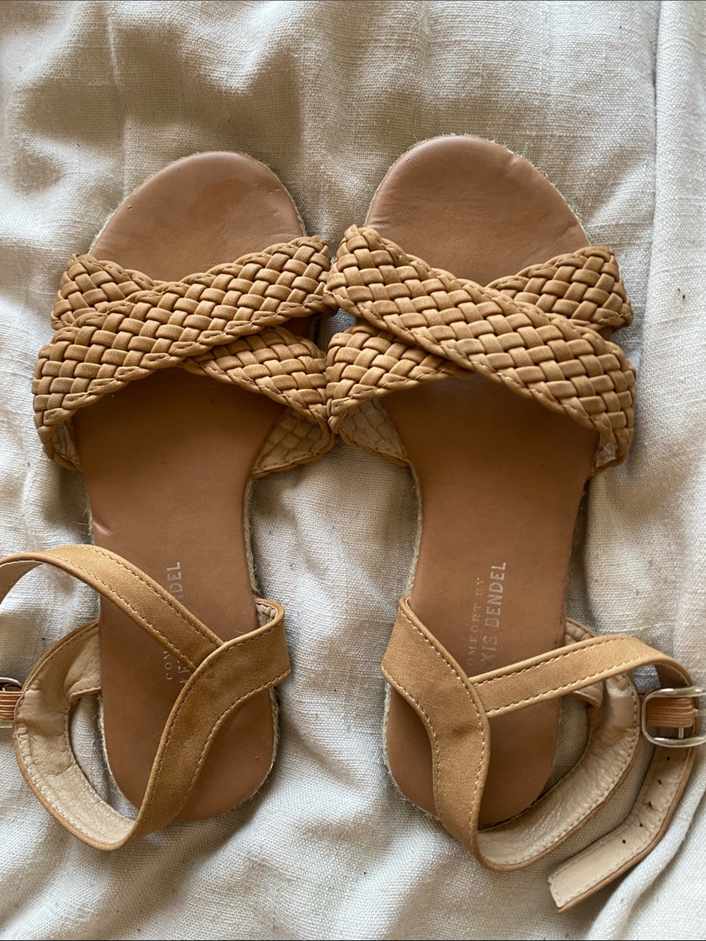 Alexis Bendel camel brown Woven Cross-Band Sandals